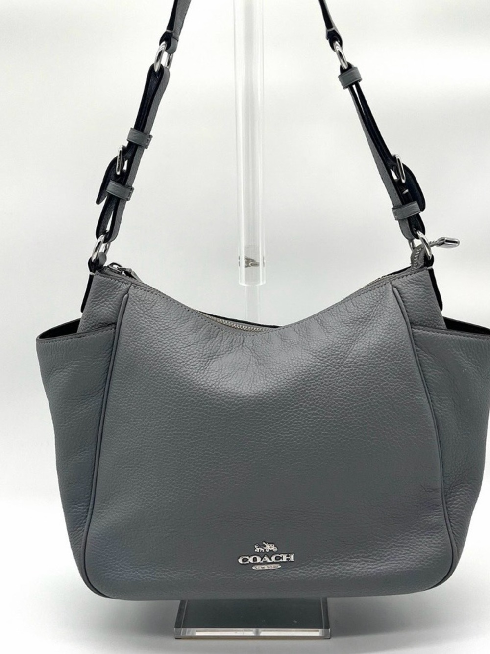 Coach Gray Pebbled Leather Rori Shoulder Bag
